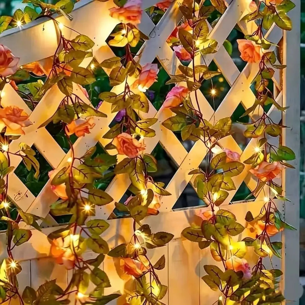 LED LED Rose Lights Floral Garland Simulation Floral Vine Simulation Floral Garland Lamp Hanging Light Waterproof Oasis Select