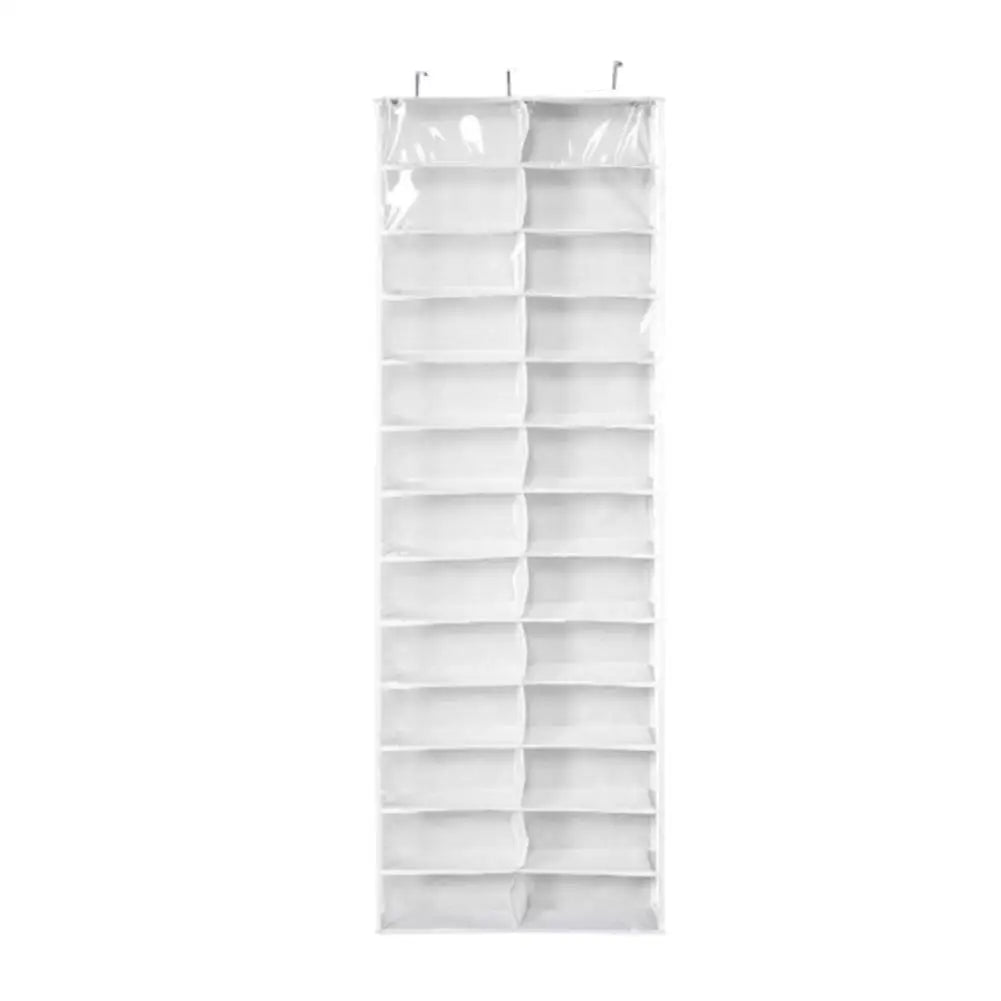 26-Pocket Over-Door Shoe Rack Organizer | Transparent Pockets