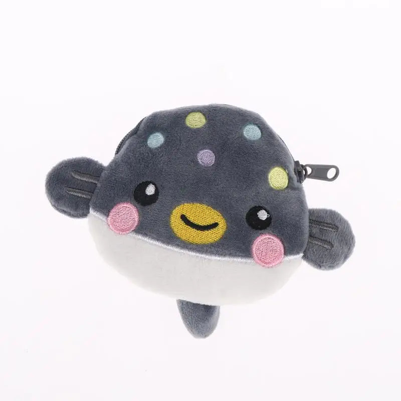Cute Pufferfish Plush Mini Coin Purse – Zipper Pouch Wallet Novelty Coin Purse Oasis Select A3
