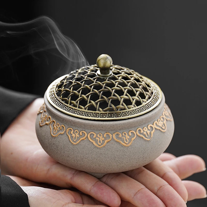 Hollowed-out Tea Ceremony Incense Burner Household Indoor Ceramic Antique Zen Aromatherapy Stove Incense Holder Oasis Select