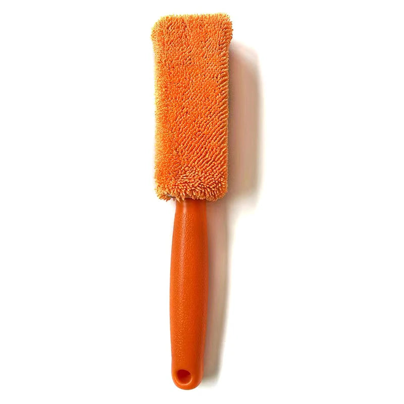 Versatile Auto Washing Kit: Microfiber Car Wheel Brush with Sturdy Plastic Handle Oasis Select Orange