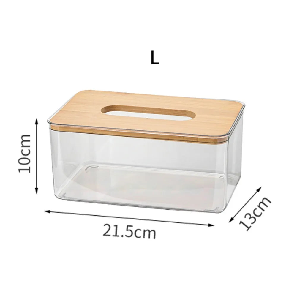 Simple Rectangular Clear Tissue Box Square Paper Box Living Table Tissue Box Paper Storage Tools Tissue Holder Oasis Select Transparent-L