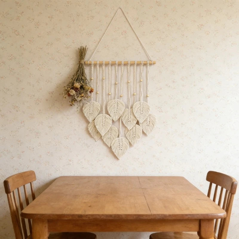 1 Piece Macrame Leaf Garland Jungle Nursery Decor Green Theme Classroom Room Decoration Mothers Day Gift Boho Style Oasis Select