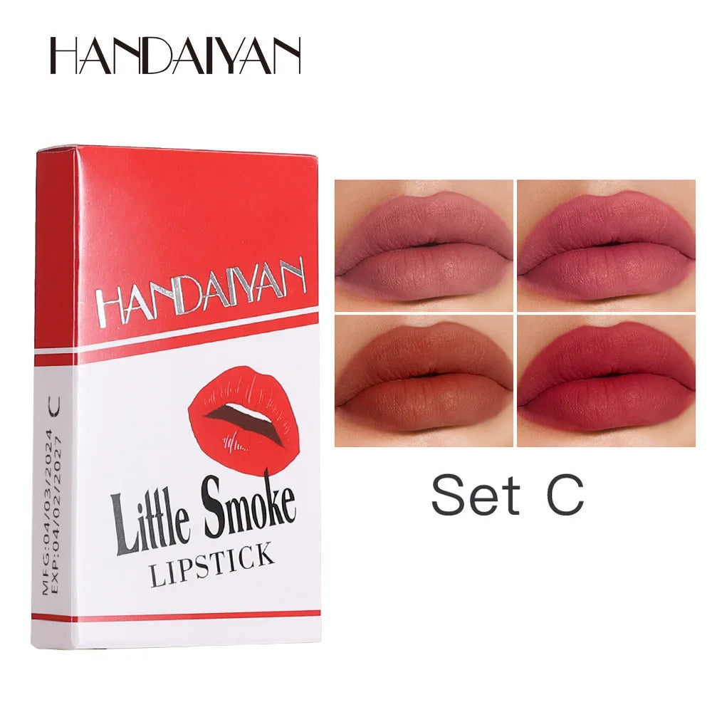 Handaiyan 4-Piece Matte Velvet Lipstick Set – Waterproof & Long Lasting