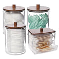 4pack Cotton Swab Holders,With Walnut Stained Wood Lids Apothecary Jar Containers, Cotton Ball Dressers, Bathroom Organization Oasis Select 4psc