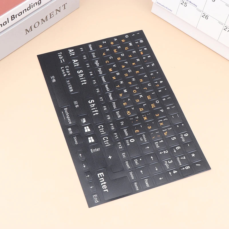 1Pc Full Size Russian Keyboard Stickers Letter Alphabet Layout Sticker Key Stickers For Laptop Desktop PC Keyboard Cover Oasis Select