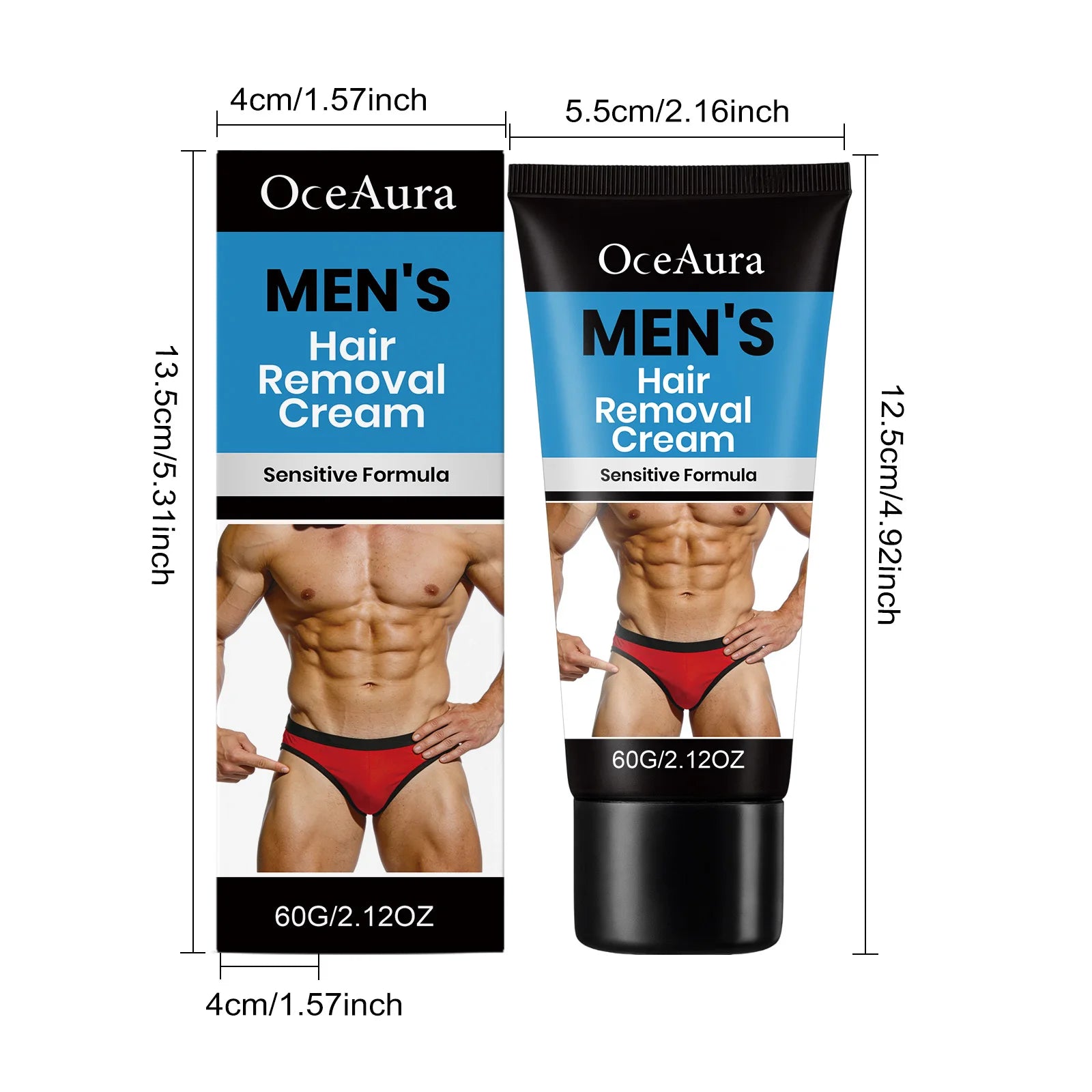 Men’s Hair Removal Cream Gentle Painless Depilatory Cream Effective Hair Remover for Body Legs Armpit Quickly Smoothing Skin Oasis Select 60g Boxed