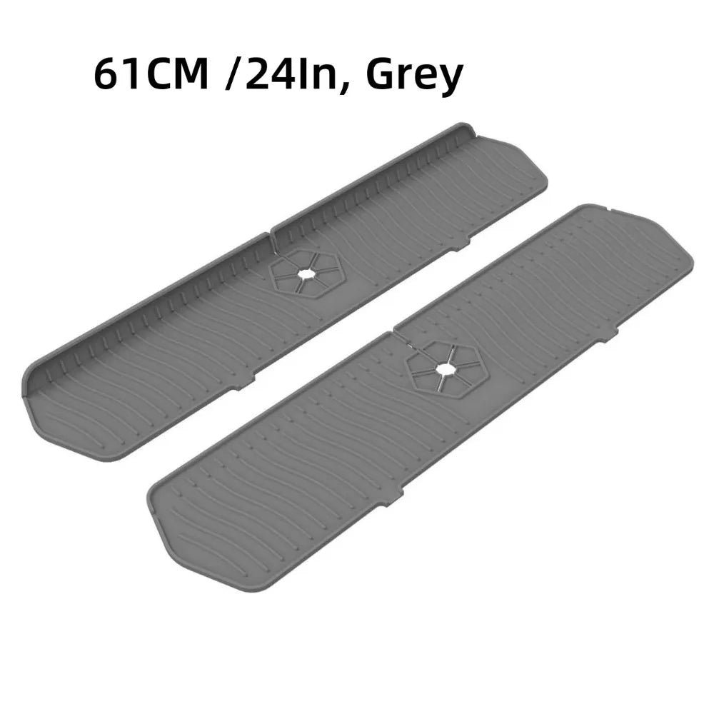 Durable Silicone Sink Splash Guard Foldable Splashproof Faucet Mat Multi-functional Flexible Sink Tray for Kitchen Oasis Select Grey