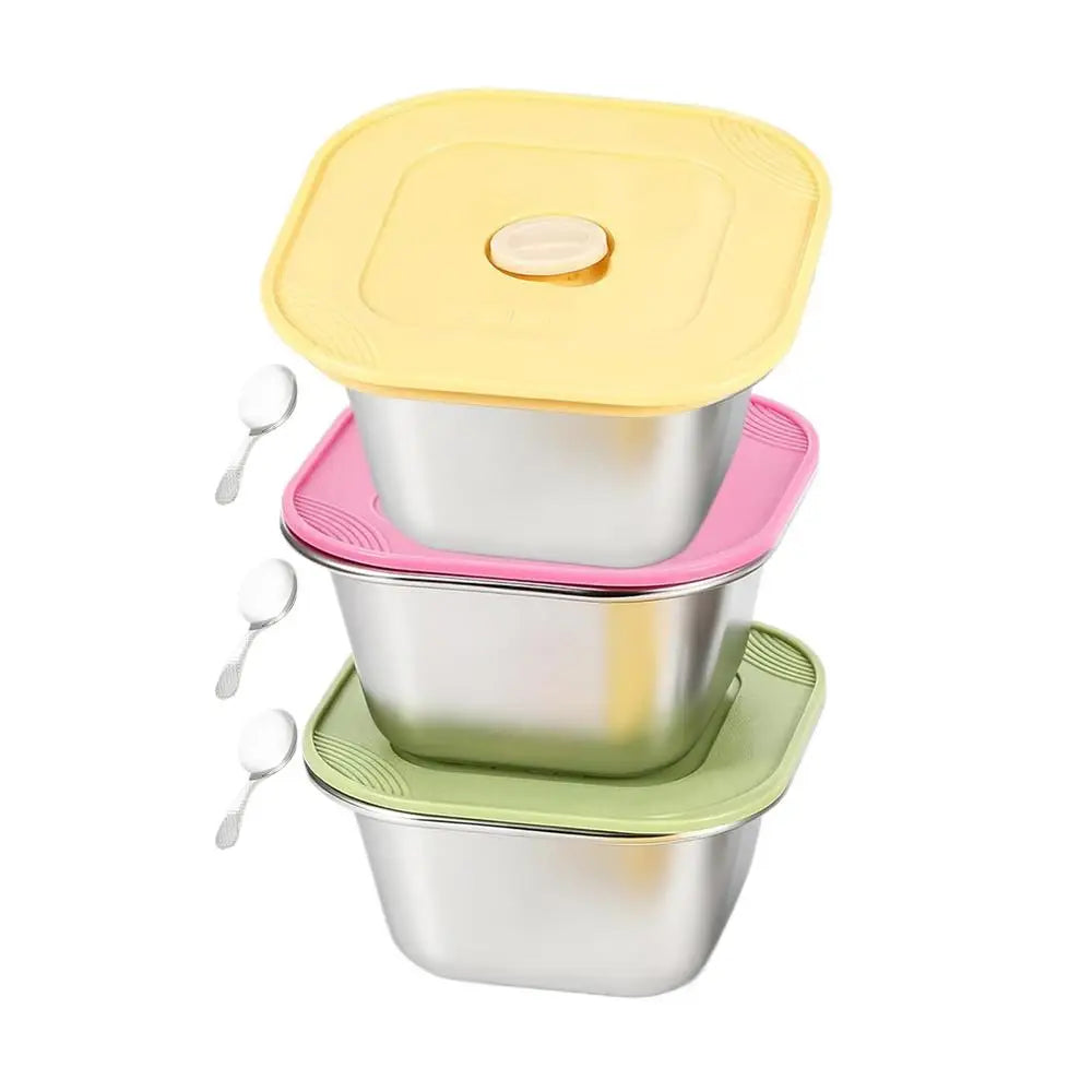 400ml Ice Cream Storage box with Lids Reusable Ice Cream Box Container Mold With Lid Kitchen Refrigerator Storage Containers Oasis Select 3Pcs
