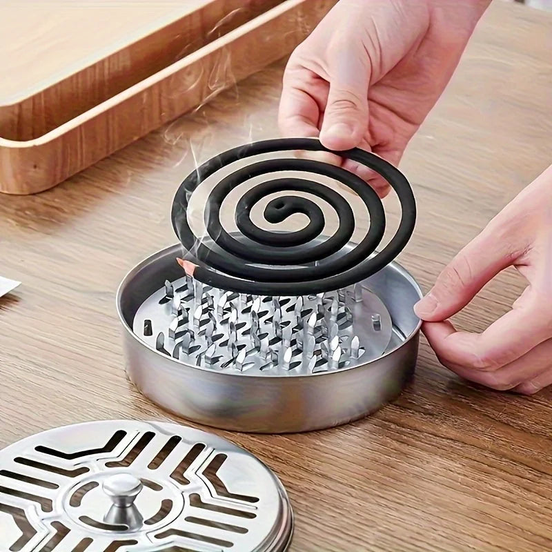 Stainless Steel Fireproof Mosquito Coil Tray - Heat-Resistant And Safe Design - Ideal For Homes, Offices, And Apartments. Oasis Select