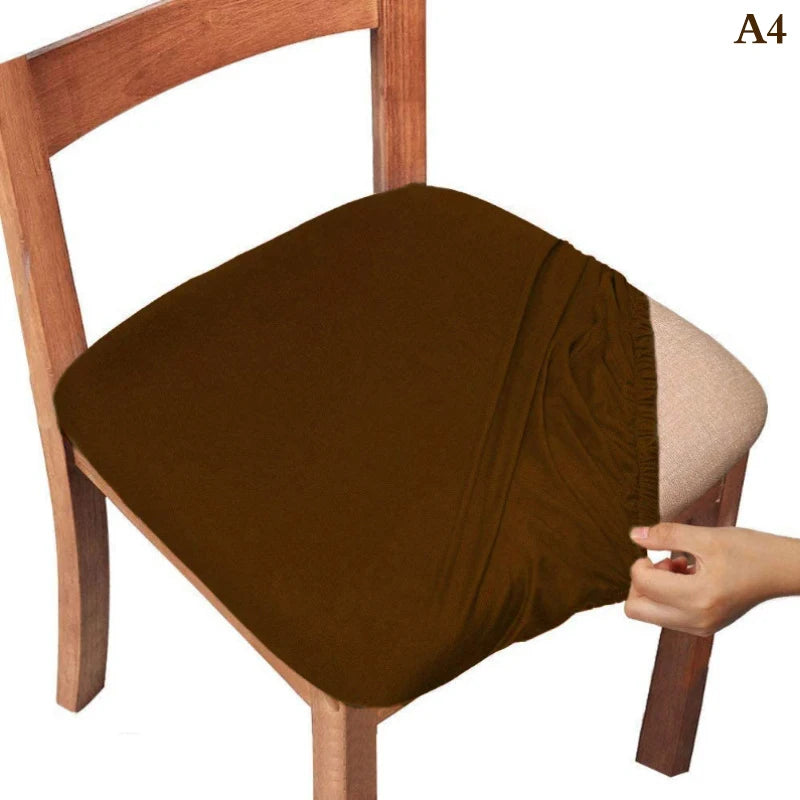 Dining Room Chair Cover Seat Covers Spandex 13solid Colors Removable Washable Elastic Cushion Covers For Home Oasis Select Brown
