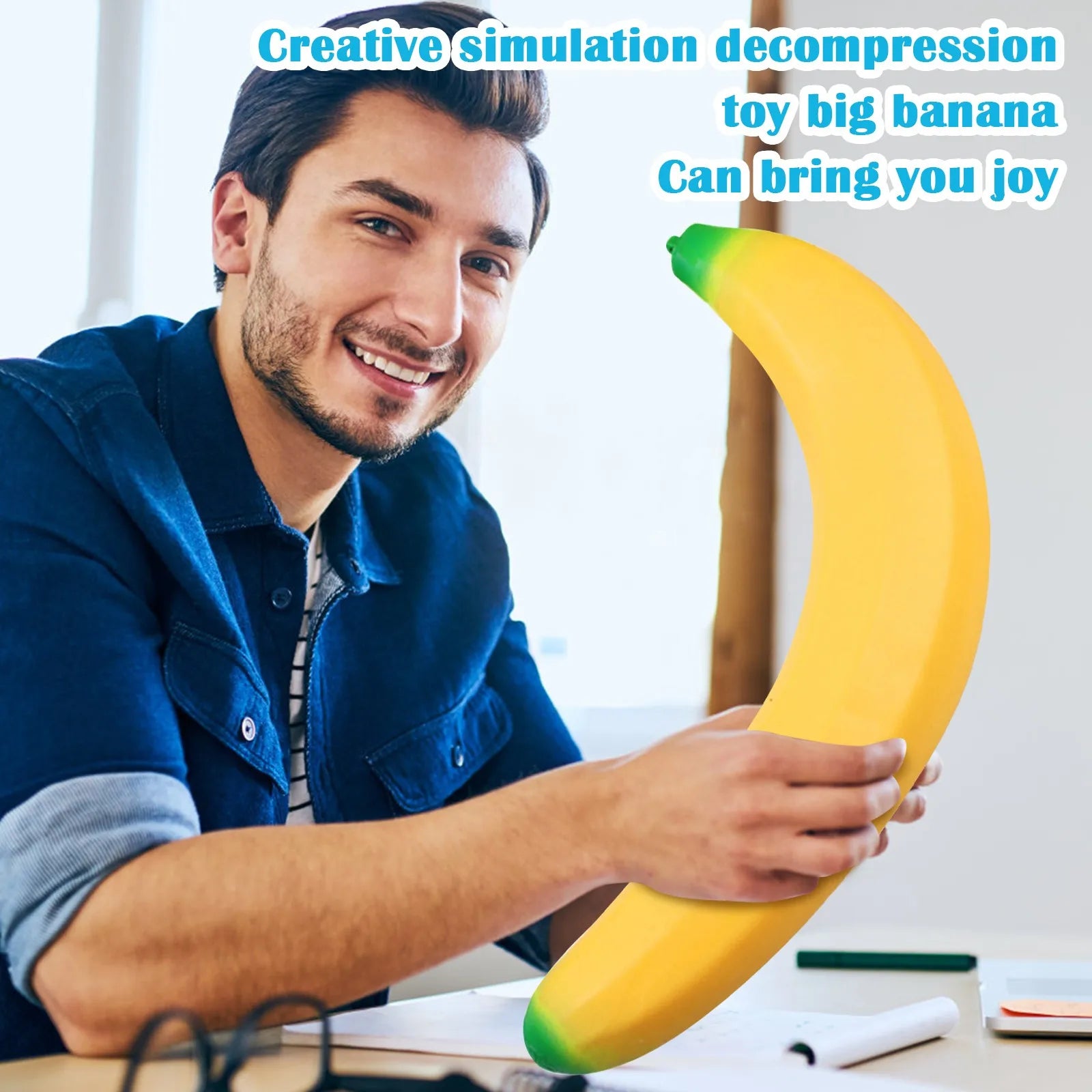 Giant Banana Squishy Toy Fake Banana Squeeze Toy Squishy Stress Relief Fidget Toy Slow Rising Desk Accessory for Adults Gifts Oasis Select