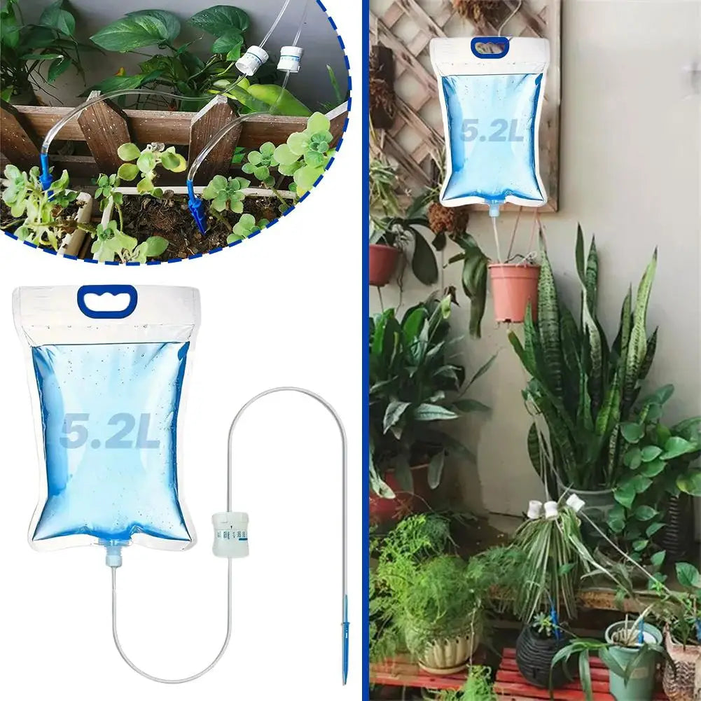1pc 5.2L Automatic Watering Device Plant Watering Bag Control Of Water Dripping Flow Water Bag Lazy Travel Dripper Oasis Select