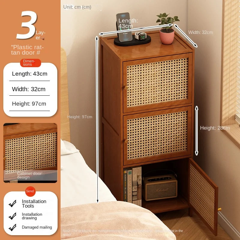 Bedside table storage rack, small household bedroom bedside cabinet alternative, 2024 new model, simple and modern for rental ro Oasis Select AThree floors 43cm