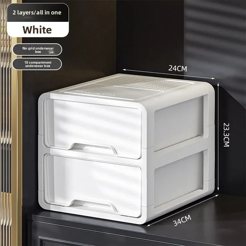 Underwear Storage Box Drawer Grid Socks Storage ******derwear Multifunctional Layered Storage Dust-proof Organizing Box Oasis Select Layer 2 White A