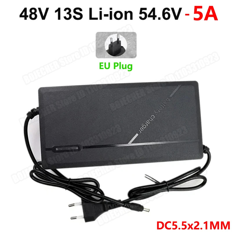 36V 48V 60V 72V Charger 2A 5A 10S 13S 16S 20S Lithium-ion Battery Charger 42V 54.6V 67.2V 84V Intelligent Smart Charging EU Plug Oasis Select DC 48V 5A-EU