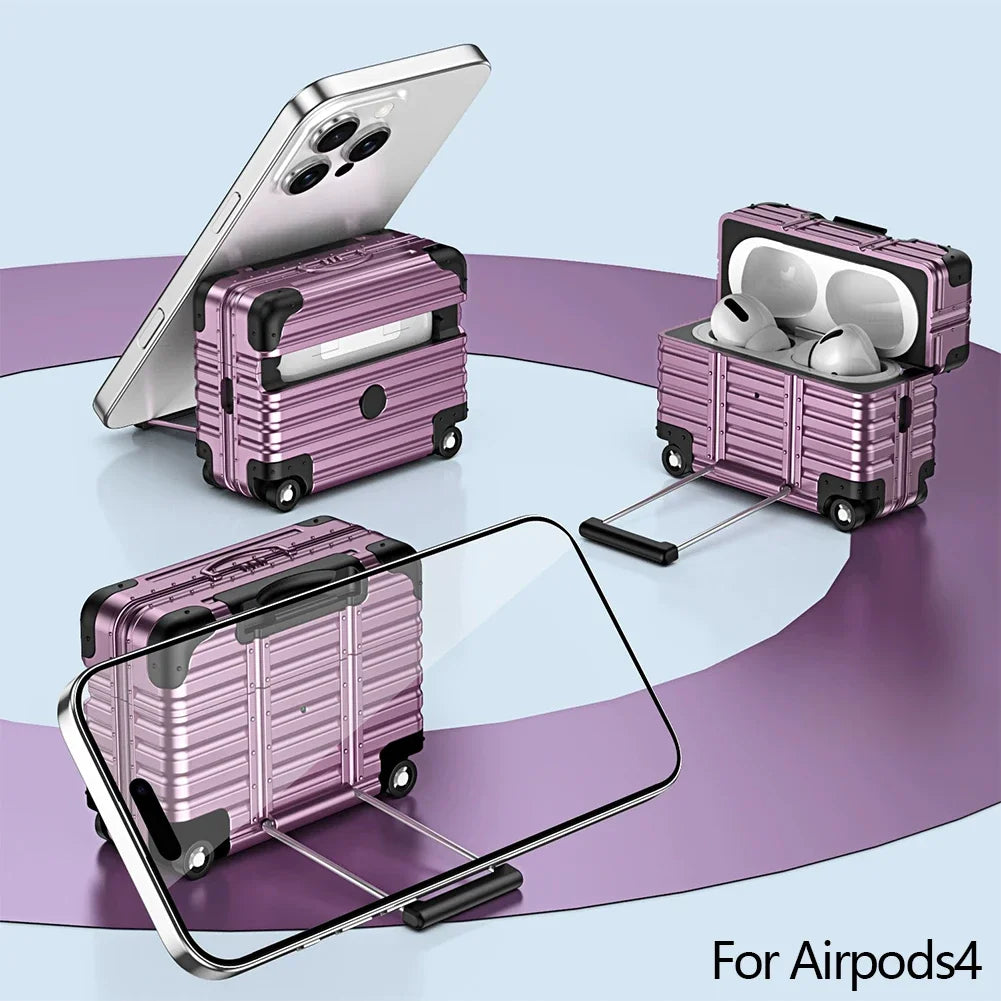 Mini Suitcase AirPods Case – Drop-Proof PC & TPU Cover