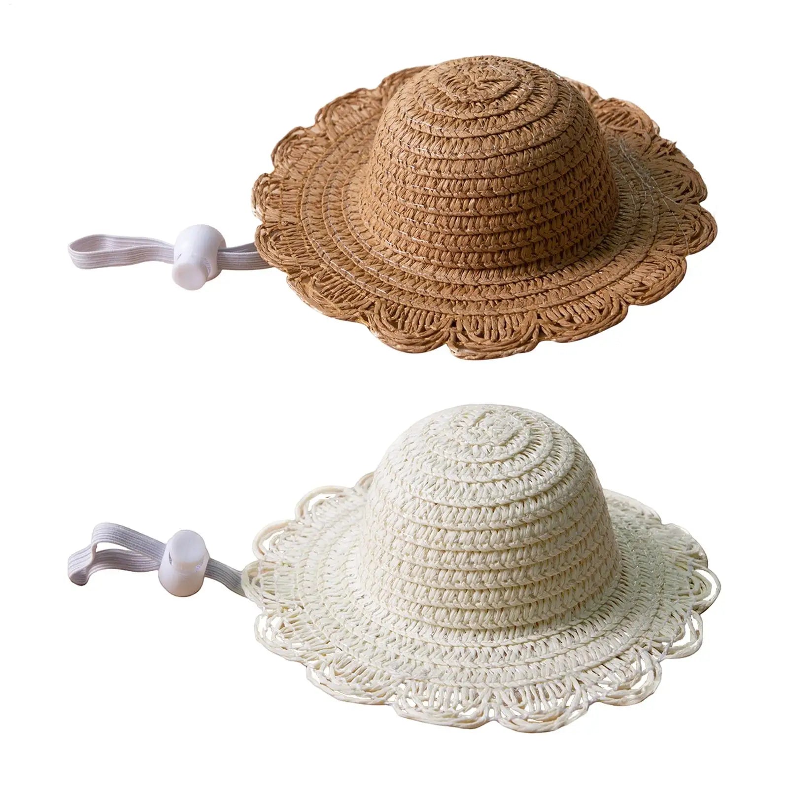 Dog Straw Hat Cute Adjustable Pet Woven Hat Dog Decorative Hat Photo Prop Dog Cat Sunshade Caps Run Straw Hat For Small Dog Cat Oasis Select