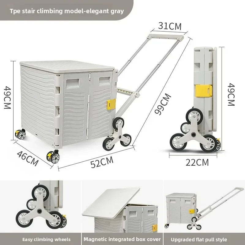 Multi-functional Outdoor camping folding shopping cart household trolley storage box Oasis Select Grey B