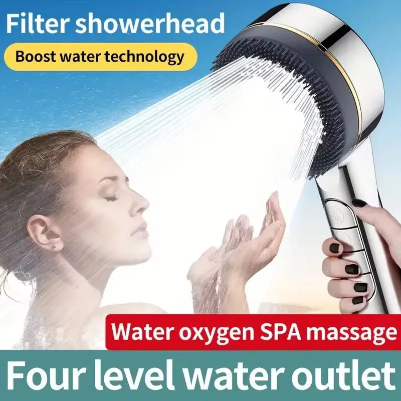 New Filter Shower Head 4 Modes Handheld High Pressure Water Saving Shower Head Massage Sprayer Bathroom Accessories Set Oasis Select