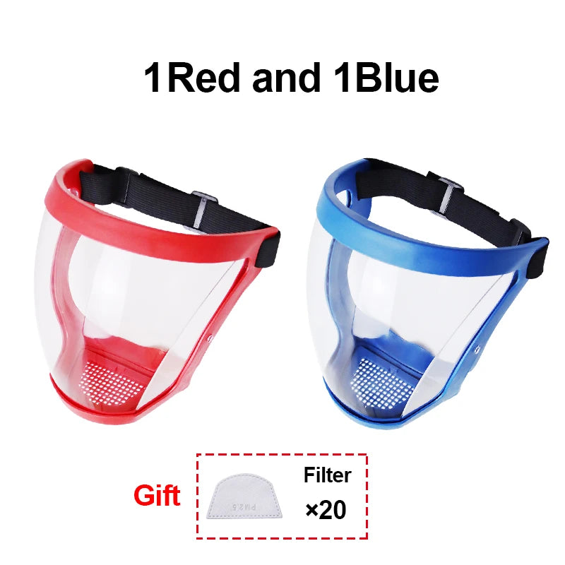 Work Protection Mask Transparent Facial Shield Transparent Facial Protector Face Protective Screen Kitchen Accessories Gadgets Oasis Select Red and Blue