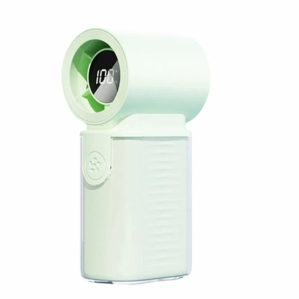 3000mAh Battery Mini Handheld Fan LED Display 5 Gear Wind Portable Pocket Fan High Speed USB Rechargeable Rechargeable Fan Oasis Select Green