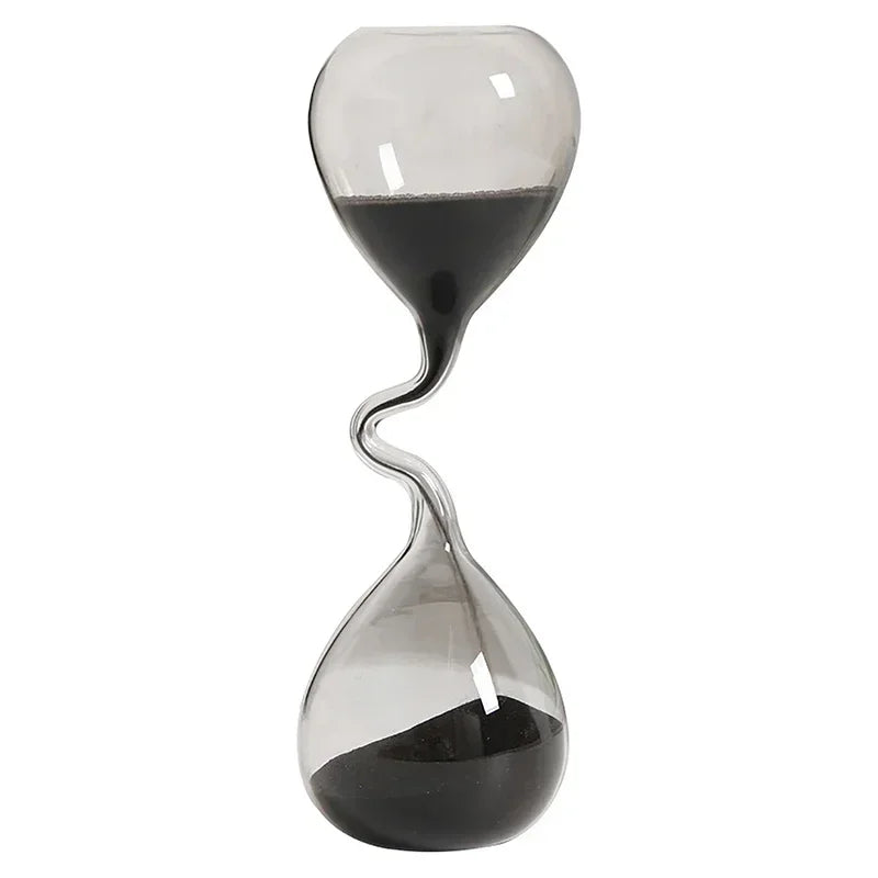 Curve Design Black Hourglass Modern Style Home Decor Accessories Glass Craft Simple Interior Table Ornament Aesthetic Sand Clock Oasis Select As Pic Show