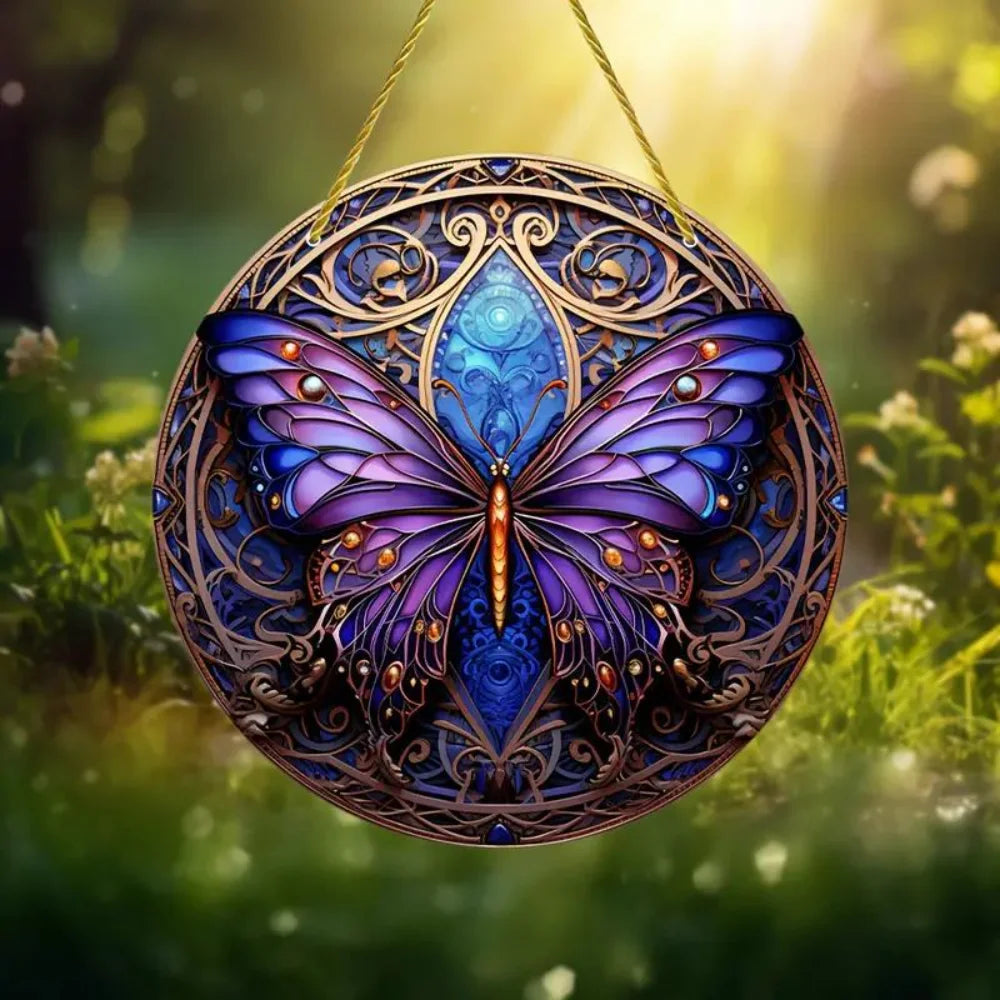 2025 Circular Acrylic Painting Creative Butterfly Theme Home Wall Decoration Hanging Painting Living Room Bedroom Mural Painting Oasis Select 8