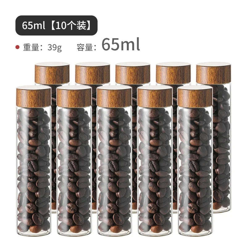 Mini Glass Sealed Jar Food Grade Coffee Powder Dispenser Bottle Portable Tea Coffee Beans Storage Small Empty Bottle Oasis Select 65ml 10pcs