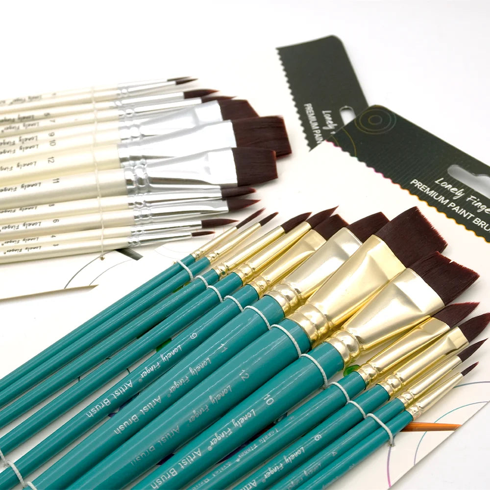 Face Painting Brushes, 12pcs Professional Artist Paint Brush Set for Face Body Painting, Ideal for Artists, Halloween, Cosplay, Oasis Select