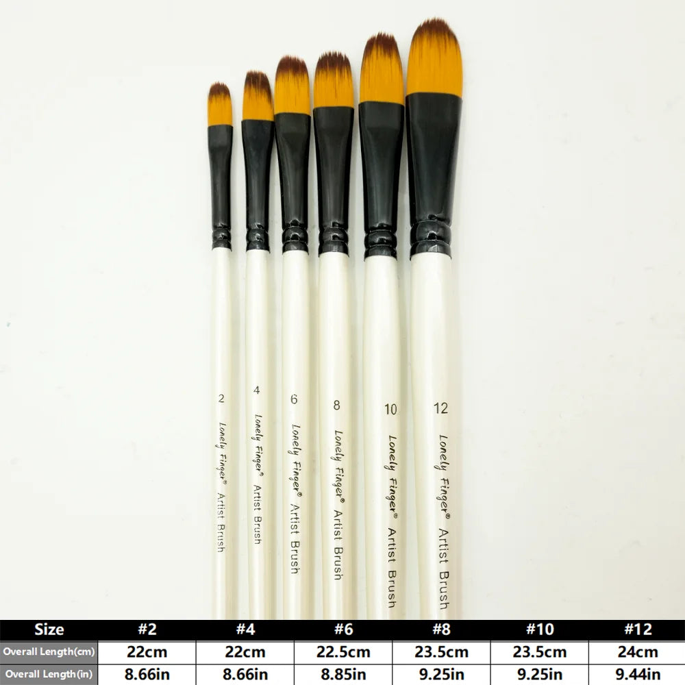 Filbert Paint Brushes Set,6 PCS Different Sizes Artist Brushes For Watercolor Acrylic Gouache Oil Ink Details Professional Filbe Oasis Select