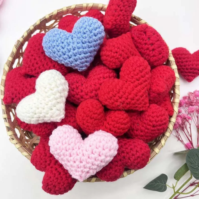 3-Pack Handmade Crochet Heart Decorations – Valentine's & Wedding