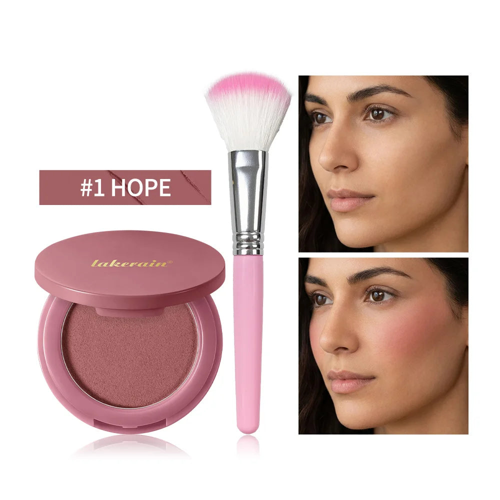 Matte Bouncy Face Blusher and Brush Long Lasting Luminosity Soft Poke Natural Blush Lightweight Blends Seamlessly Korean Makeup Oasis Select Color 1