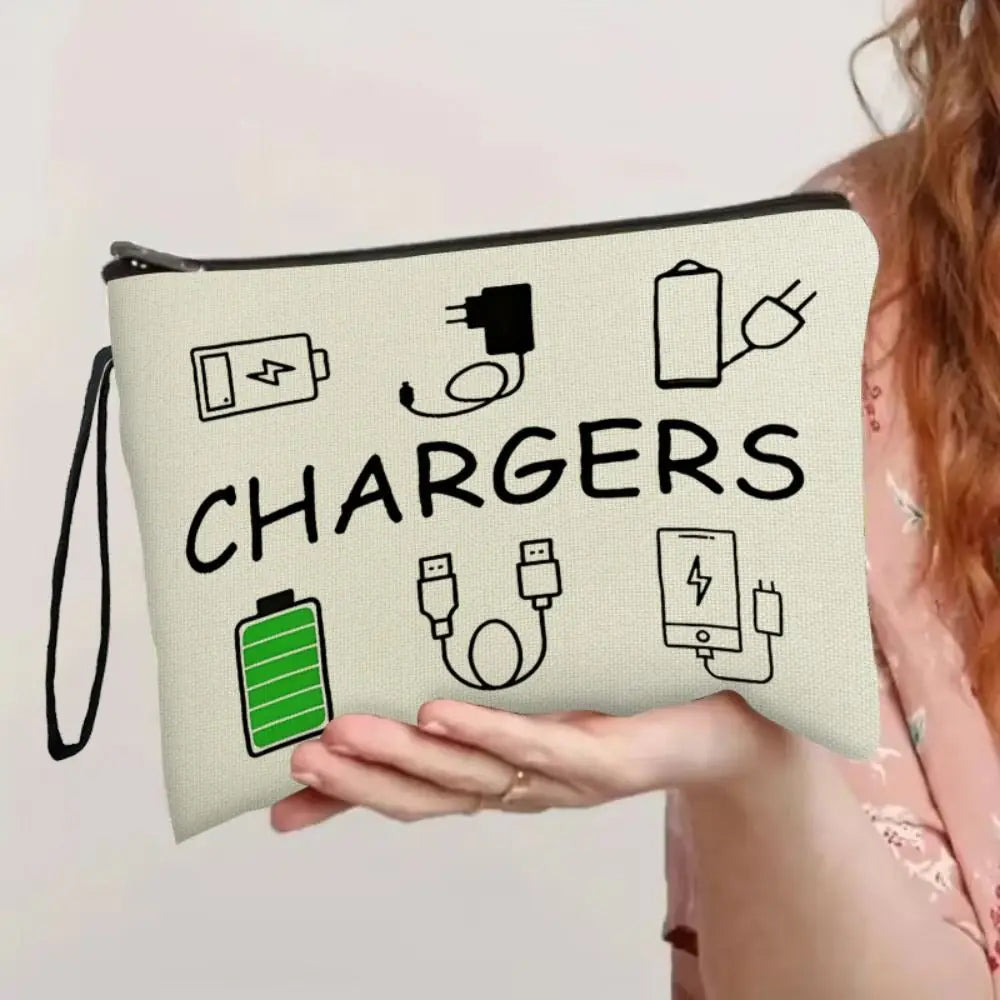 Portable Soft Travel Makeup Bags Canvas Water Proof Lipstick Bag Multifunctional Printing Charger Storage Bag Home Oasis Select