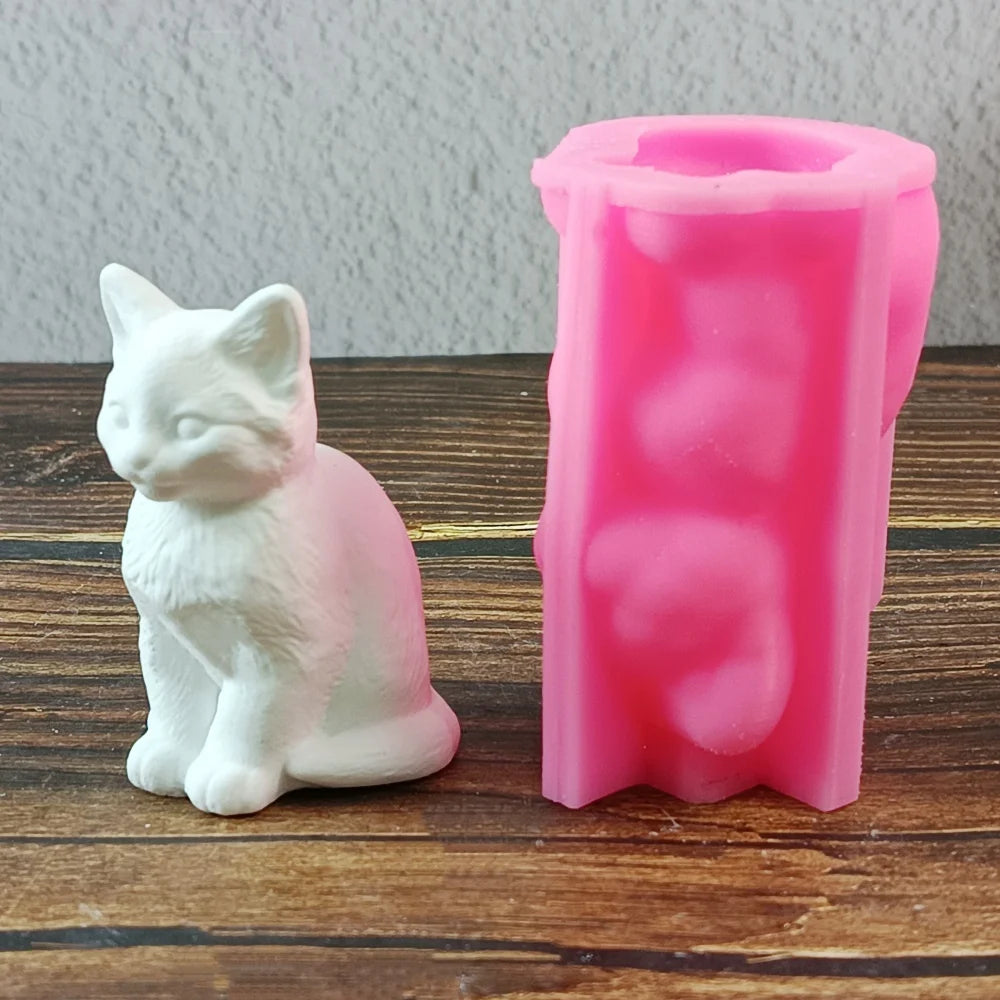 Charming 3D Cat Scented Candle Silicone Detailed Cat Design Mold Resin Mold For Handmade Gifts Home Decor Oasis Select