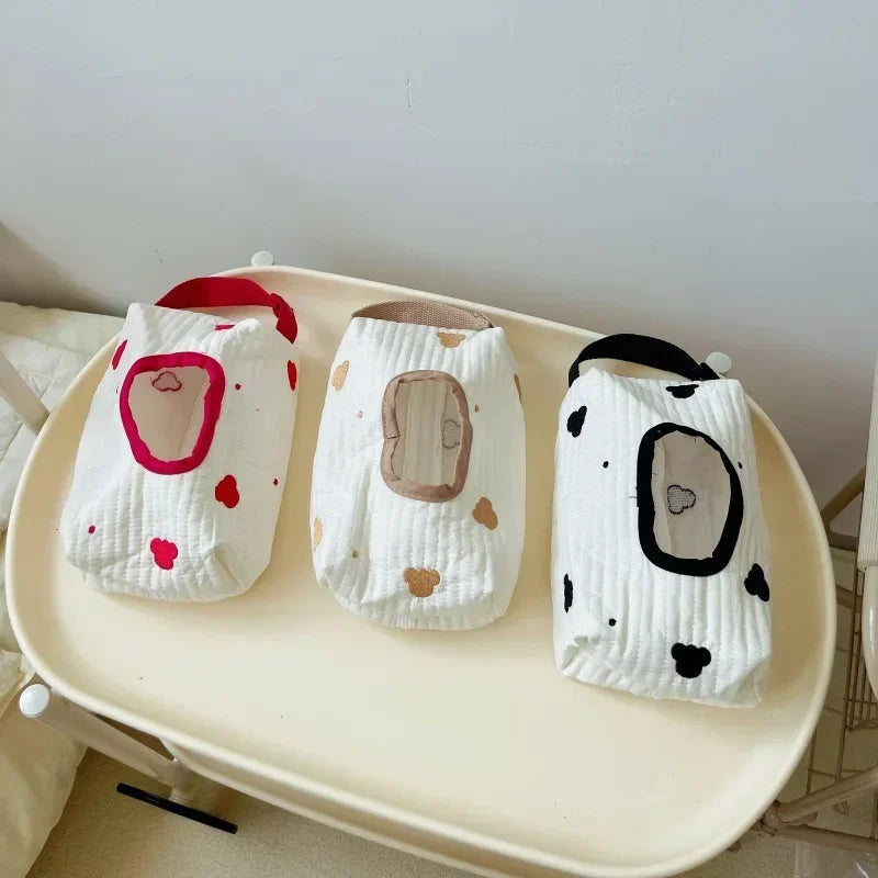 Cartoon Pattern Large Capacity Tissue Pouch Hanging Car Tissue Box Stroller Wipes Bag Storage Organizer Household Goods Oasis Select