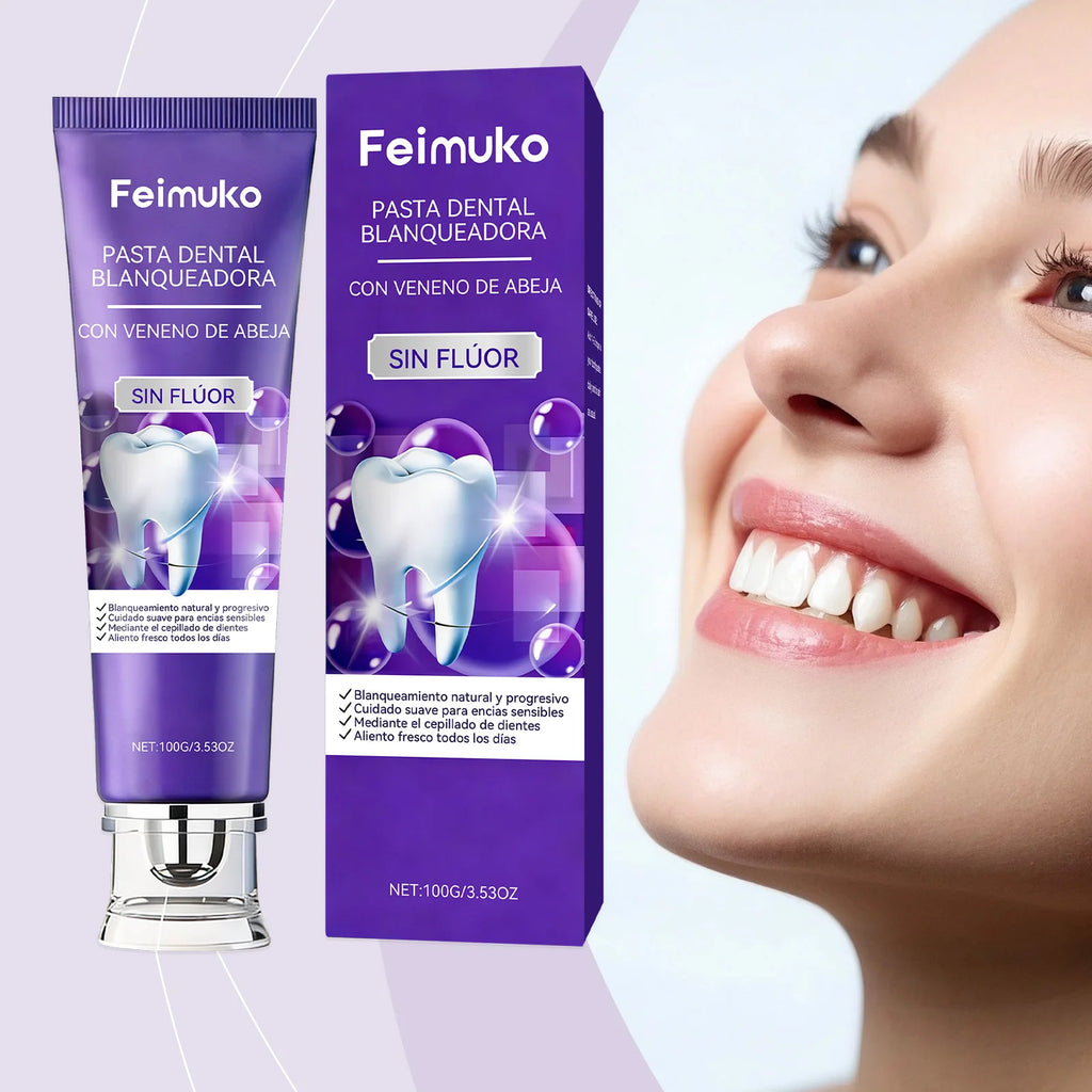 FEIMUKO Purple Whitening Toothpaste – Bee Venom & Enamel Care Whitening Toothpaste Oasis Select