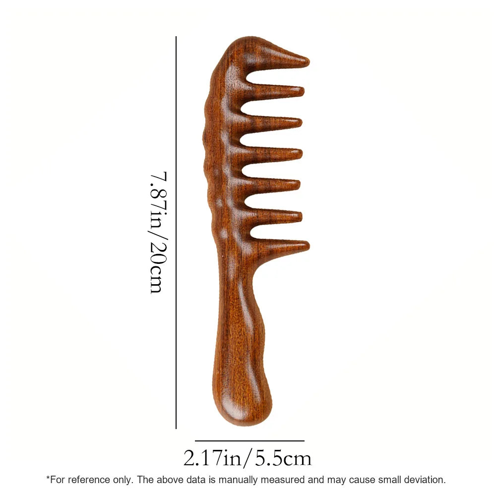 1 pc Sandalwood Wide Tooth Comb Handmade Wide Tooth Sandalwood Comb Scalp Massage Hair Pick Anti-Static Natural Detangler Oasis Select