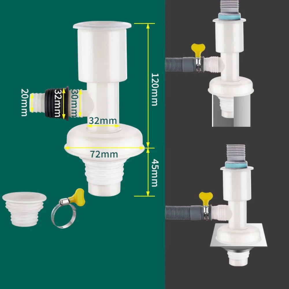 Dual-Purpose Washing Machine Drainer Anti-Return Two-In-One Dual-Interface Drain Connector Anti Odor Pipe Tee Oasis Select Style 3