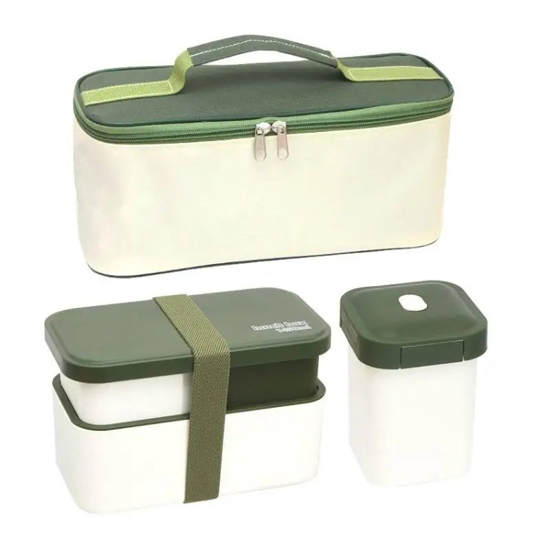 Adult Bento Box,All-inOne Japanese Stackable Lunch Box With Removable Cutlery Set And Sealing Tape,Microwave And Dishwasher Safe Oasis Select green