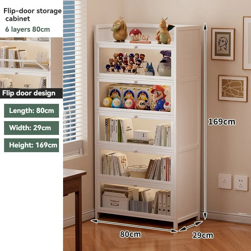 Bookcases, shelves, floor standing household storage cabinets, children's bookshelves, dust-proof acrylic cabinets, doors, stora Oasis Select white-6-80cm