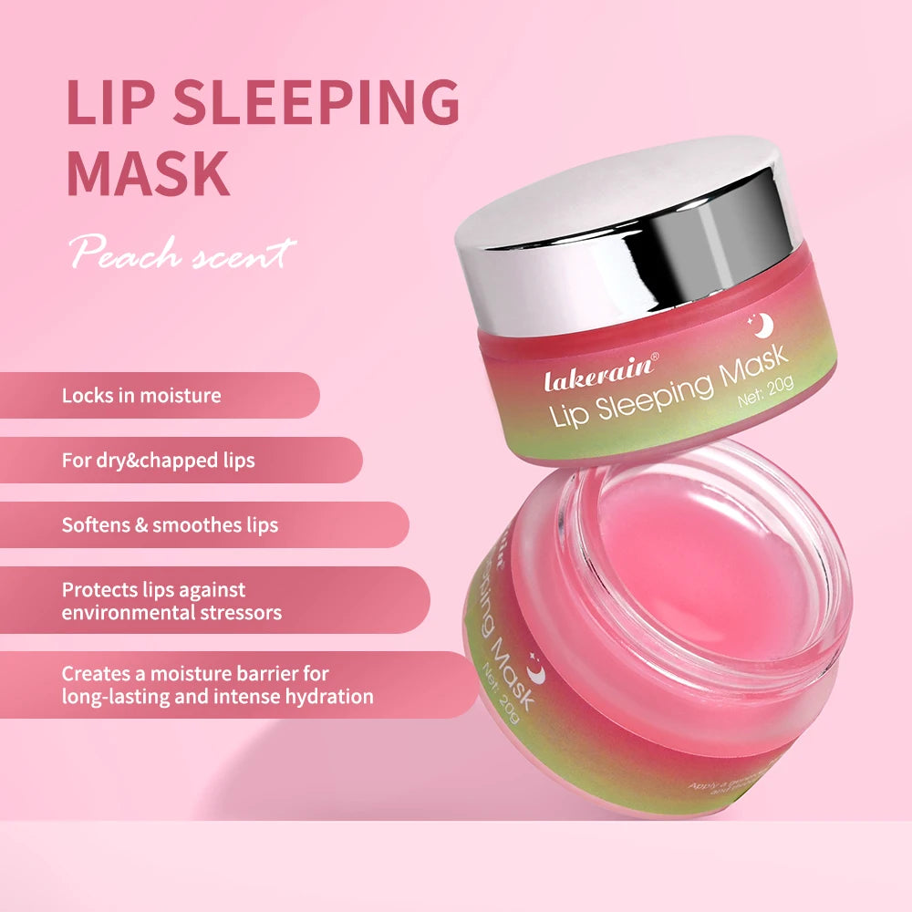 Peach Collagen Lip Sleeping Mask Powerful Moisturizing Repair Plumping Suitable Dry Chapped Lips Skin Care Long-Lasting Hydrate Oasis Select