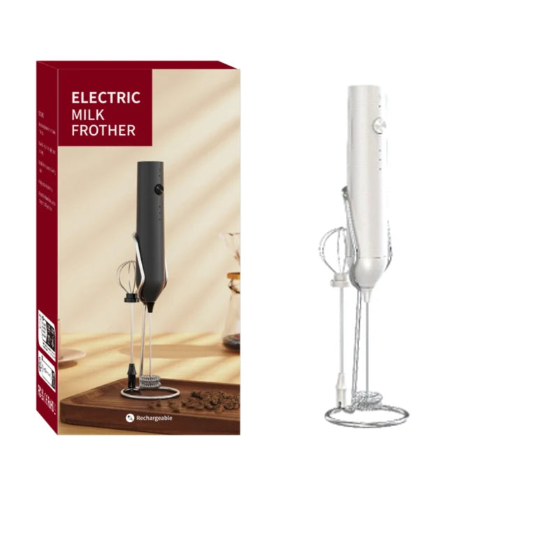 Electric Handheld Milk Frother – 3-Speed Rechargeable Foam Maker