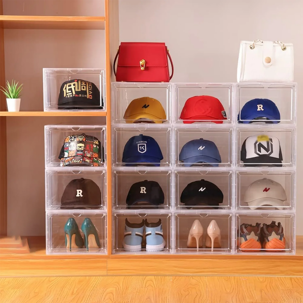 6pcs/set Hat Organizer, Clear Stackable Hat Organizer, Space Saving Foldable Hat Rack, Hat Container, Multi-Functional Organizer Oasis Select