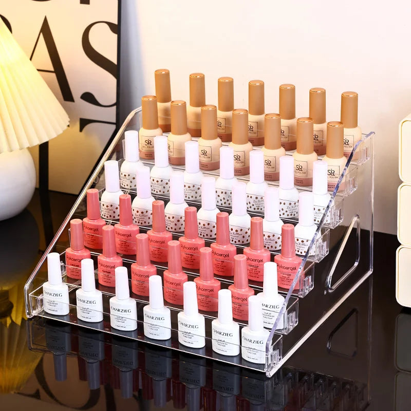 1pc multi-layer acrylic buckle nail polish display rack transparent ladder type sorting rack quick installation cosmetics rack Oasis Select