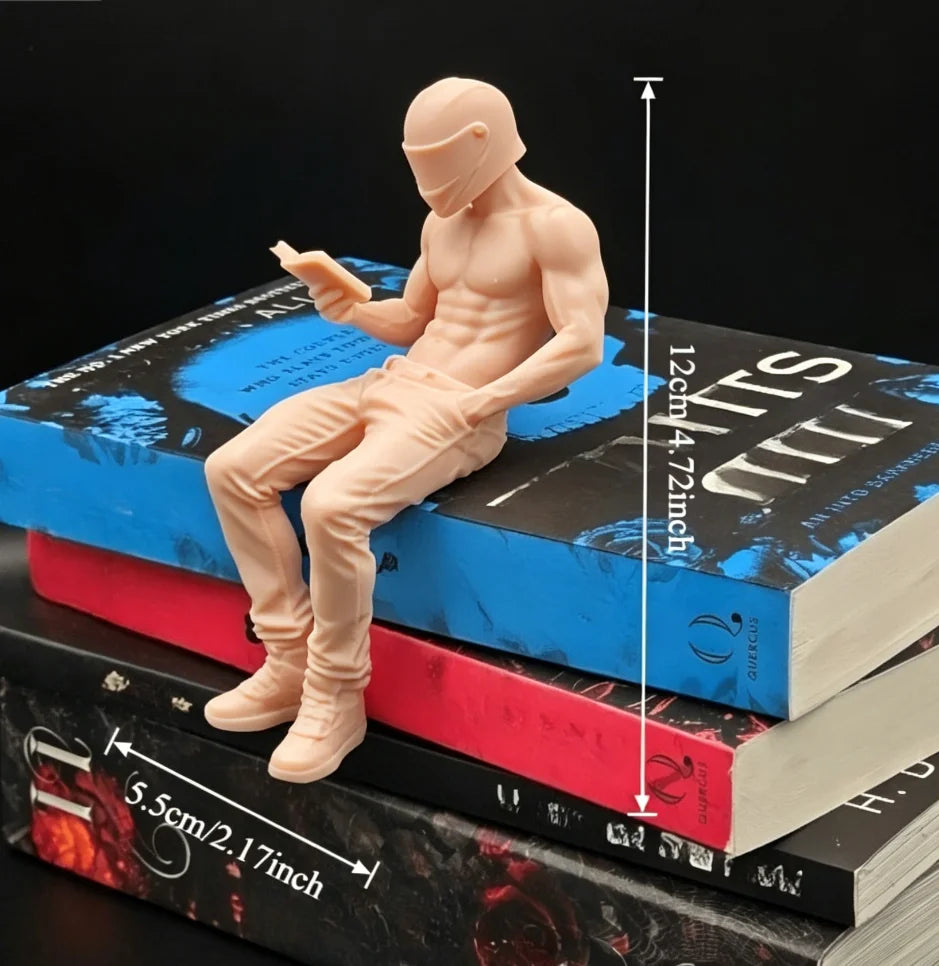 Motorcycle Muscle Reading Man Sitter Figurine Diy Customize Sexy Fitness Desktop Ornament Decor for Bookcase Decoration Men Gift Oasis Select Motorcycle man 6