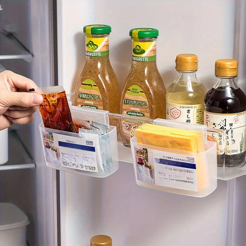 Refrigerator Storage Container With Clip Clear Plastic Fridge Organizer For Cheese Slices Condiment Packets Pantry Holders Oasis Select