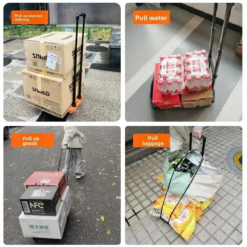 Multi-functional Hand-pulled truck, flatbed truck, portable trailer, trolley, moving truck, six wheels Durable Oasis Select