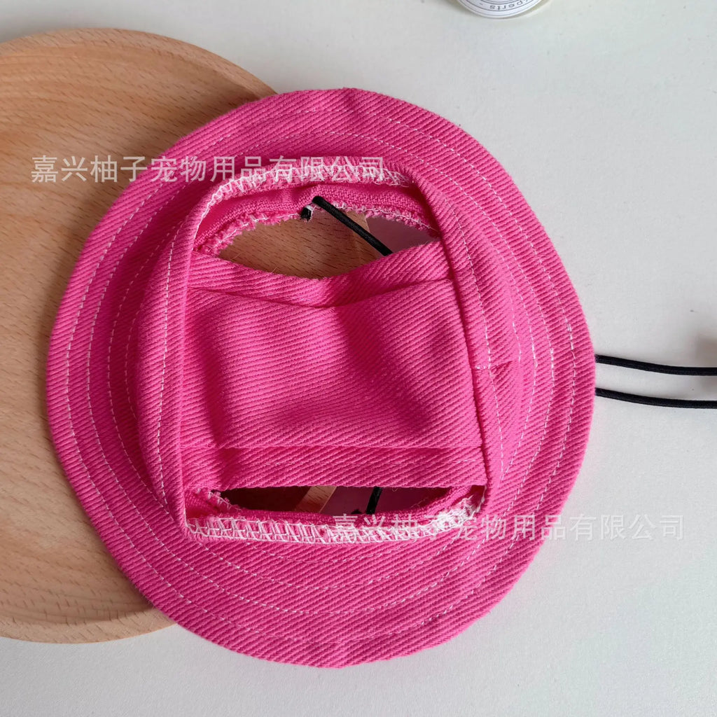 Cat Pet Hats, Sun Hats, Sun Protection Camping Dog Hats, Denim Cotton Fisherman Hats cat hat dog birthday Oasis Select Rose red L