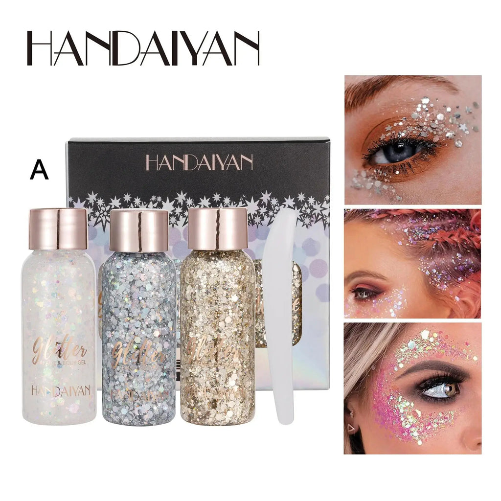 Handaiyan 3-Pc Glitter Gel Set – Face, Body & Nail Art